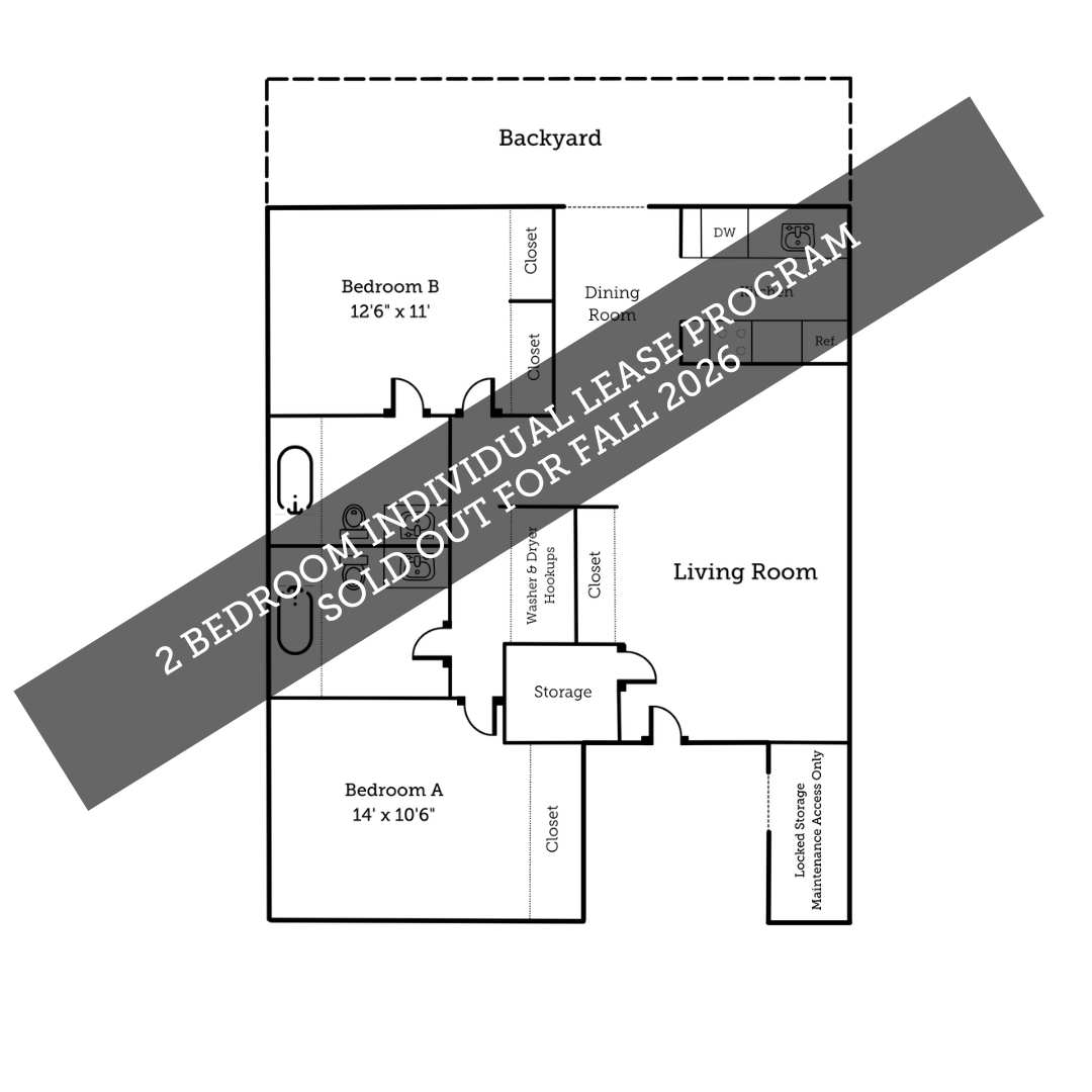Floor plan for 2 beds, 2 baths, 1112 sqft
